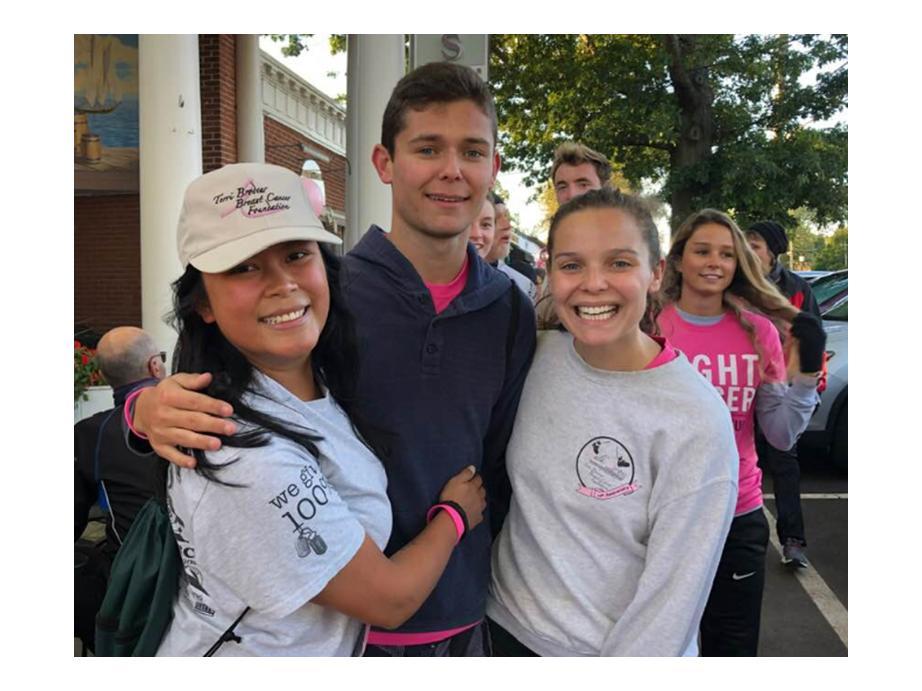 Sean on walk day 2019 pictured here with Alex Interlandi (l) and his sister, Melanie Brodeur (r).